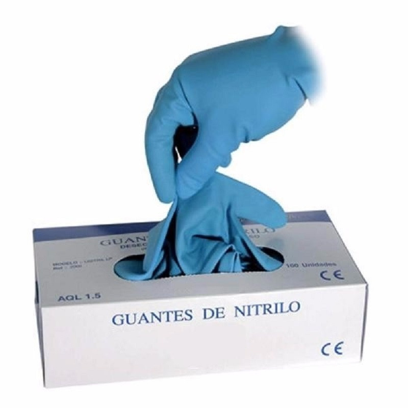 Guante de nitrilo color azul Talla M (caja x 100 uds)