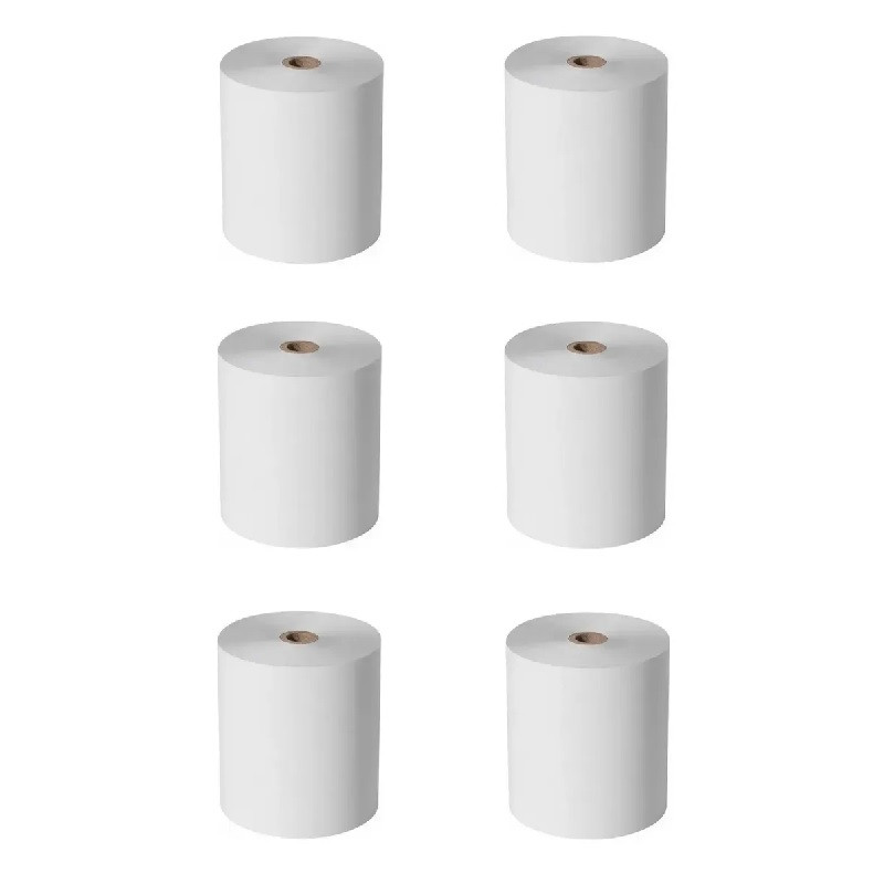 Rollo registradora térmico 80 mm x 60 mts 55 gr x 6 unidades